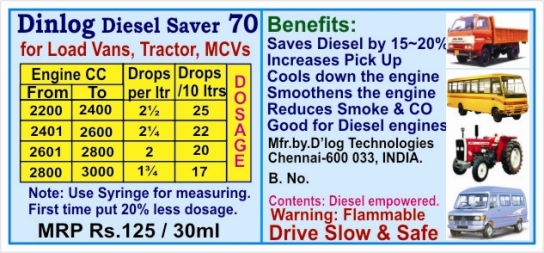 Diesel Saver DS 70 Label