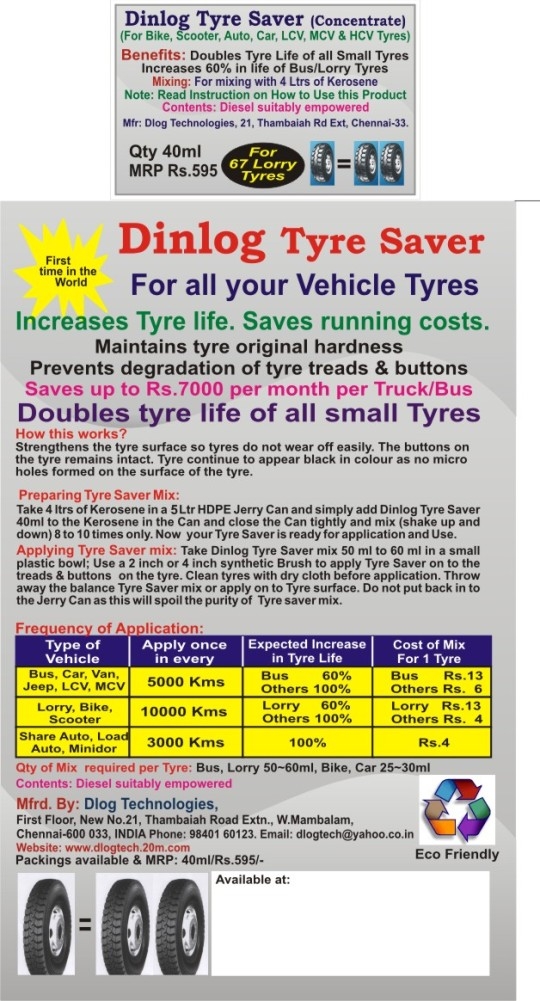 Tyre Saver Label and Brochure